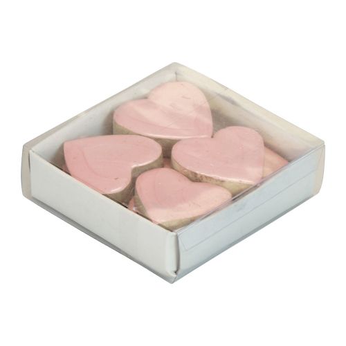 Artikel Træhjerter dekorative hjerter lys pink glans borddekoration 4,5cm 8 stk