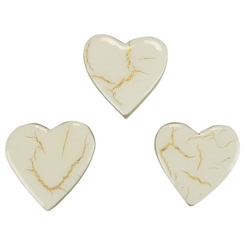 Floristik24 Træhjerter dekorative hjerter hvidguld glans crackle 4,5cm 8stk