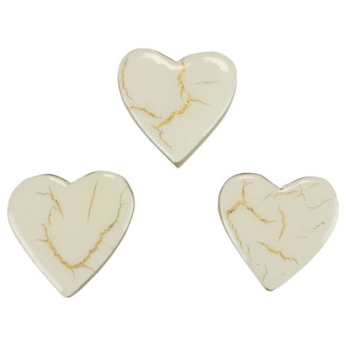 Floristik24 Træhjerter dekorative hjerter hvidguld glans crackle 4,5cm 8 stk