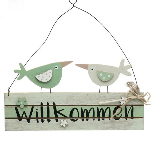 Floristik24 Træskilt &quot;Velkommen&quot; Grøn 29,5 cm x 28 cm 2 stk