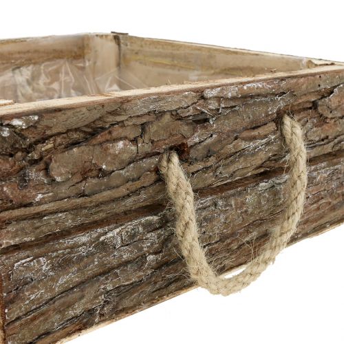 Floristik24 Naturlig trækasse med rebhåndtag 25x25cm H9cm