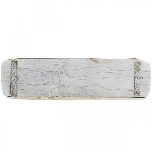 Artikel Murstensform, murstenskasse, trækasse med metalbeslag antik finish, hvidvasket L32cm H9cm
