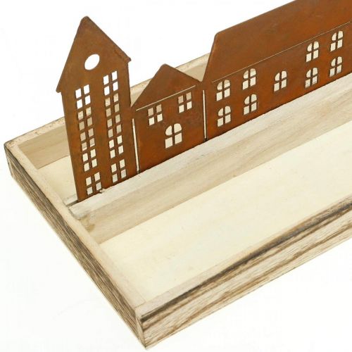 Floristik24 Dekorativ træbakke rektangulær med patinahuse 50×17cm