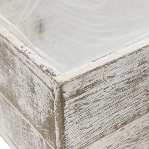 Floristik24 Plantekasse træ vintage creme, brun 32×16/28×13cm sæt af 2