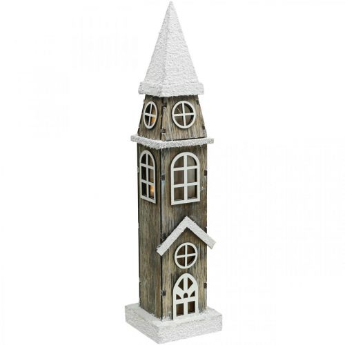 Fyrtårn lavet af træ Steeple Christmas Church H45cm