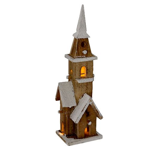 Floristik24 Trækirke med belysning 40cm