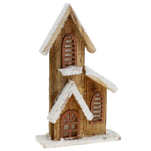 Floristik24 Trækirke med LED -belysning varm hvid 5L 16cm x 27cm