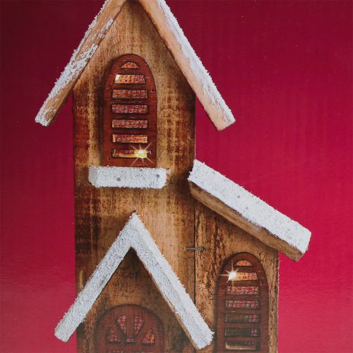 Floristik24 Trækirke med LED -belysning varm hvid 5L 16cm x 27cm