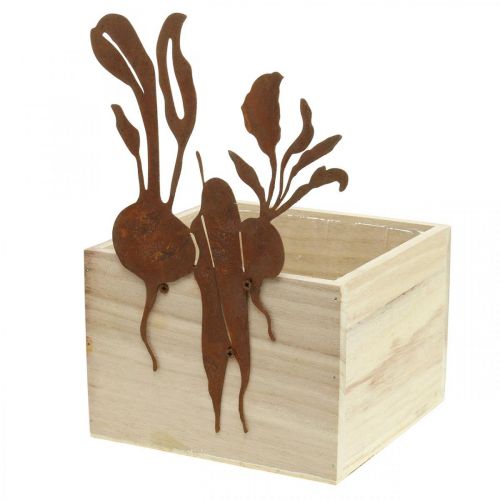 Artikel Plantekasse træ med rust dekoration grøntsags cachepot 17×17×12cm