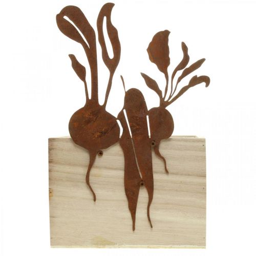 Artikel Plantekasse træ med rust dekoration grøntsags cachepot 17×17×12cm