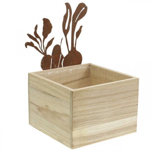 Artikel Plantekasse træ med rust dekoration grøntsags cachepot 17×17×12cm