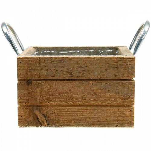 Floristik24 Plantekasse trækasse med håndtag natur 16,5×16,5cm