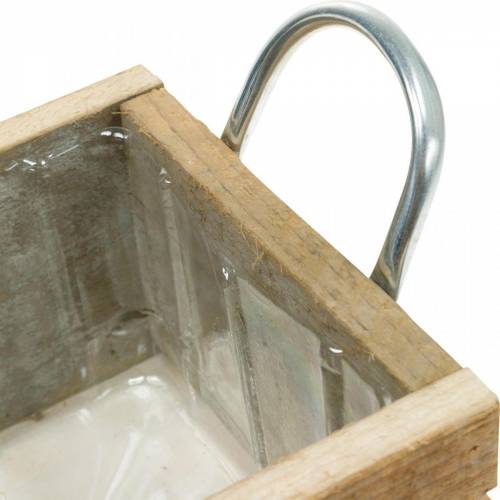 Floristik24 Plantekasse trækasse med håndtag natur 16,5×16,5cm