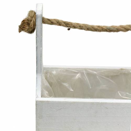Floristik24 Plantekasse værktøjskasse med håndtag trækasse hvid 27 × 15 cm / 22 × 10,5 cm