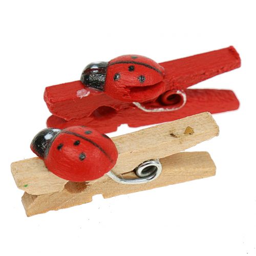 Dekorative træclips mariehøns 2,5cm 180 stk