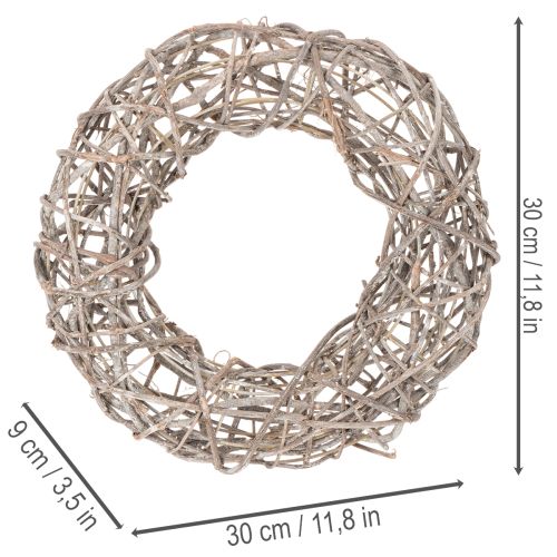 Trækrans, dekorativ krans, naturhvid, Ø30 cm, H9,5 cm | Floristik24.dk