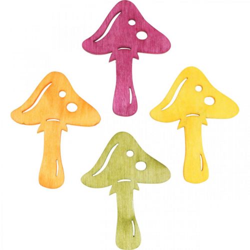 Spredte svampe, efterårsdekorationer, heldige svampe til at dekorere orange, gul, grøn, lyserød H3,5 / 4cm B4 / 3cm 72stk.