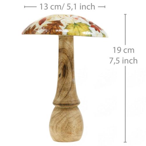 Træ champignon deco efterårsblade hvid, farverig efterårsdekoration Ø13cm H19cm | Floristik24.dk