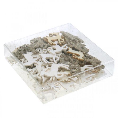 Floristik24 Scatter dekoration Julehjorte trædekoration 4cm 72 stk