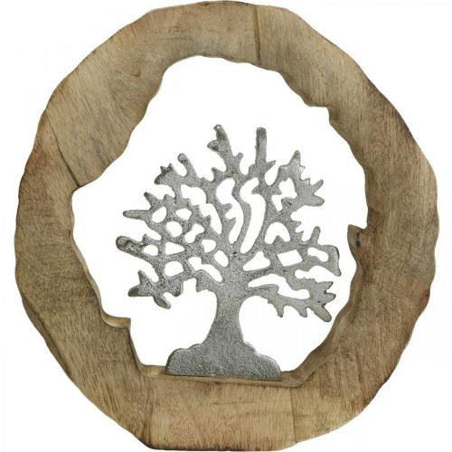 Artikel Deco skulptur træ i en træring borddekoration til at placere 22×21×4cm