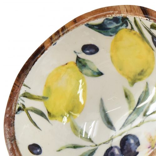 Floristik24 Træskål mango træ motiv citron oliven Ø13,5cm H7cm