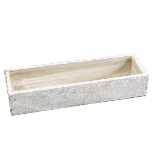 Floristik24 Træskål til plantning hvid 30cm x 9cm x 6cm