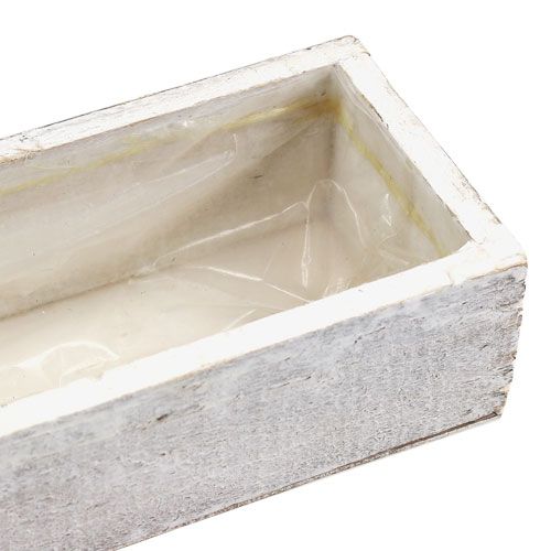 Floristik24 Træskål til plantning hvid 30cm x 9cm x 6cm