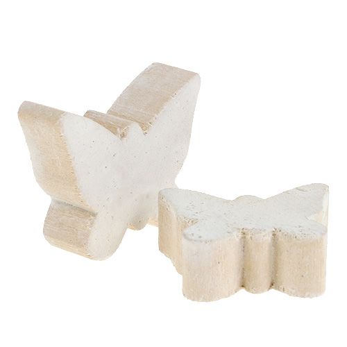 Artikel Træ sommerfugl hvid 2,8 cm - 3,3 cm 28 stk