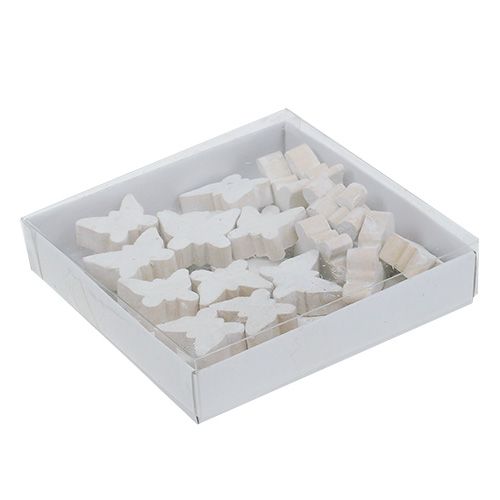 Artikel Træ sommerfugl hvid 2,8 cm - 3,3 cm 28 stk