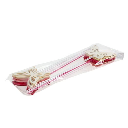 Floristik24 Træsommerfugl med wire pink ass. 8 cm 18 stk