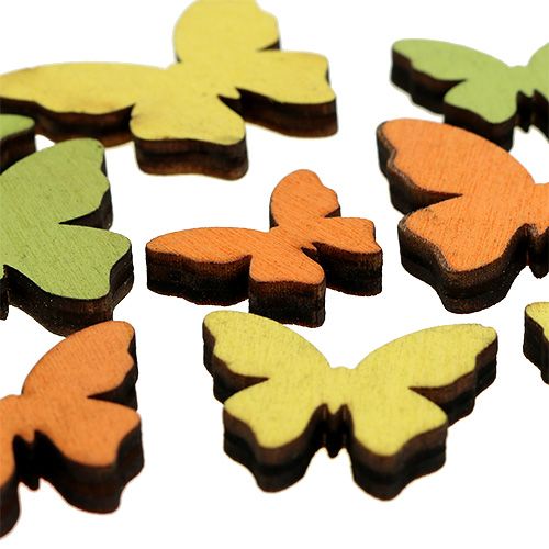 Floristik24 Sommerfugl af træ 2,5-4cm orange, grøn, gul 36stk