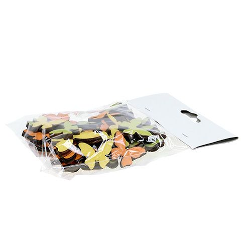 Floristik24 Sommerfugl af træ 2,5-4cm orange, grøn, gul 36stk