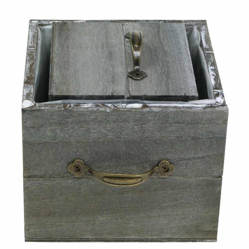 Artikel Plantekasse træskuffe vasket grå 15×15cm/12×12cm sæt med 2 stk.
