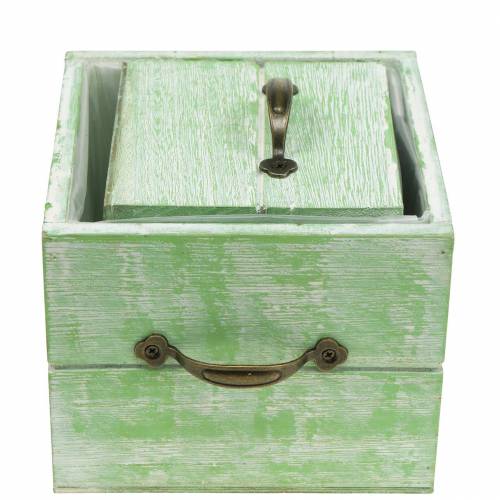 Artikel Plantekasse træskuffe lysegrøn 15x15/12x12cm sæt med 2 stk