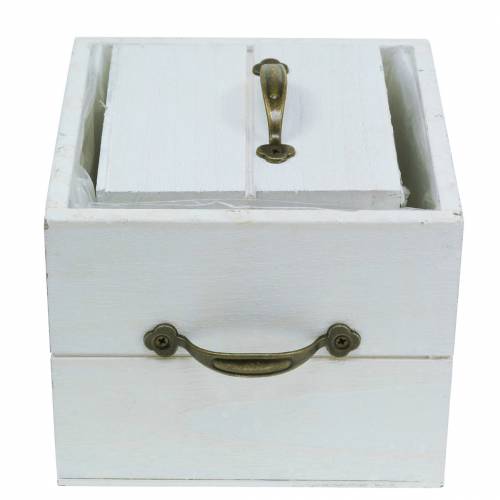 Artikel Plantekasse træskuffe hvid 15x15/12x12cm sæt med 2 stk