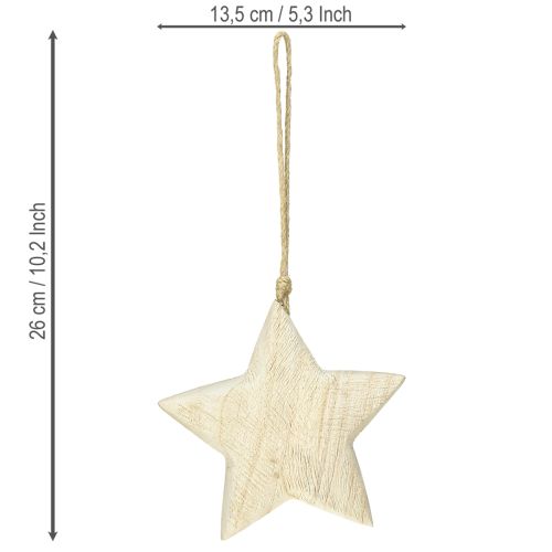 Artikel Træstjerne naturlig juledekoration træ Ø13,5 cm