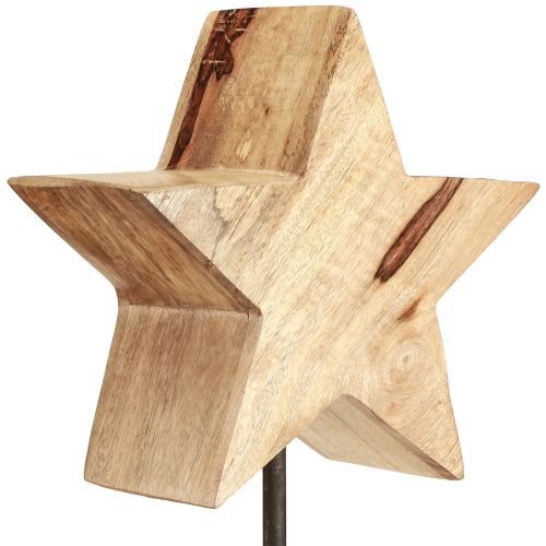 Artikel Træstjerne natur med stangbund stjernedekoration 20x9,5x50cm