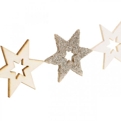Floristik24 Scatter dekoration træstjerne natur, glitter, hvid 4cm assorteret 72 stk