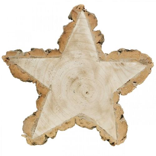 Floristik24 Træskive, lysbakkestjerne, adventsdekoration, dekorativ bakke af naturtræ Ø23cm