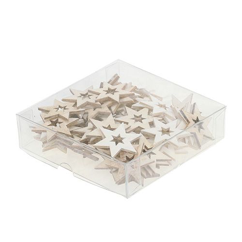 Floristik24 Træstjerner 4cm natur/hvid 72 stk