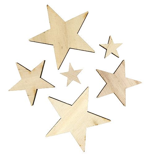 Floristik24 Træstjerner 2,5cm -7cm natur 48 stk