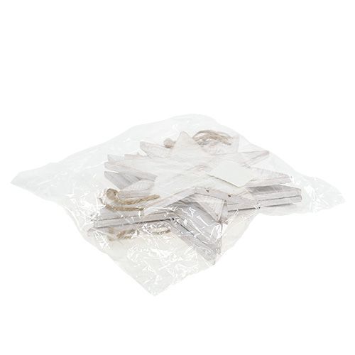 Floristik24 Træstjerner til ophæng 9/13cm hvid 12 stk