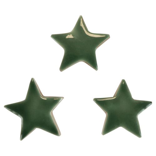 Floristik24 Træstjerner juledekoration scatter dekoration grøn glans Ø5cm 8 stk