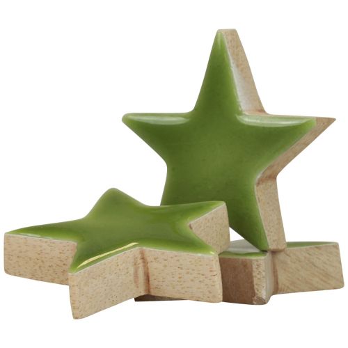 Floristik24 Træstjerner juledekoration spredt dekoration glans lysegrøn Ø5cm 8 stk