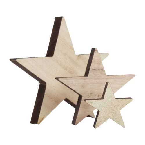 Artikel Stjerner i træ dekoration scatter dekoration Jul natur 3/5/7cm 29 stk