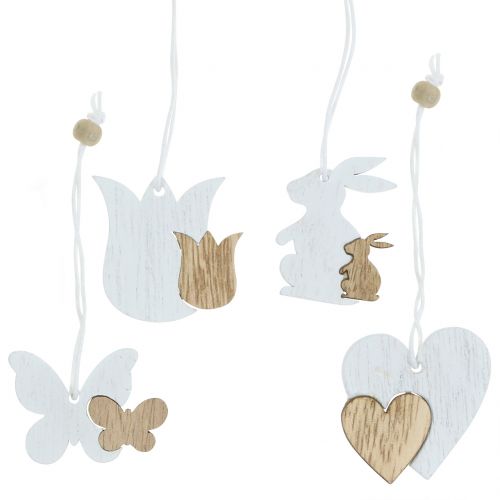 Floristik24 Dekorationsbøjle fjeder hvid / natur 12stk