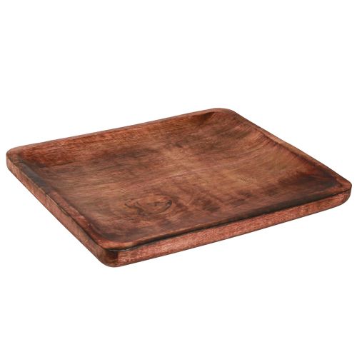 Artikel Træbakke dekorativ bakke rektangulær mørkebrun glaseret 30×25cm