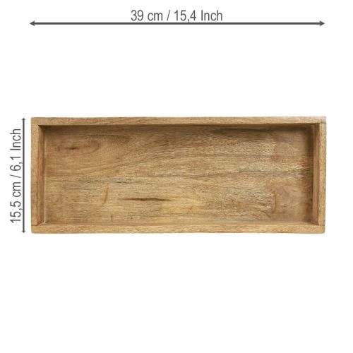 Artikel Træbakke rektangulær dekorativ bakke træ 39×15,5×4cm 2 stk.