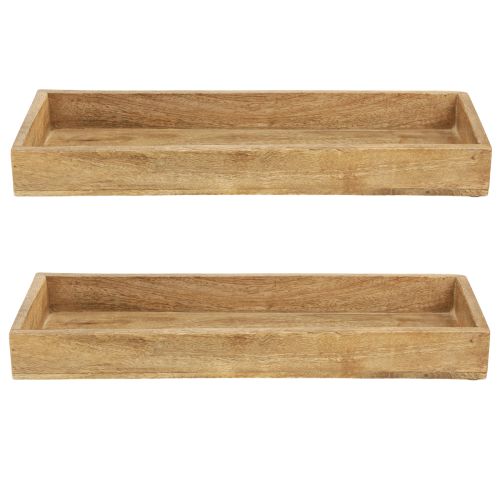 Artikel Træbakke rektangulær dekorativ bakke træ 39×15,5×4cm 2 stk.