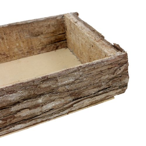 Artikel Træbakke med træbark dekorativ bakke natur 40×15×5cm 3stk